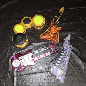 Toy Rock Band Instruments Set - Multi Color Guitars & Drums